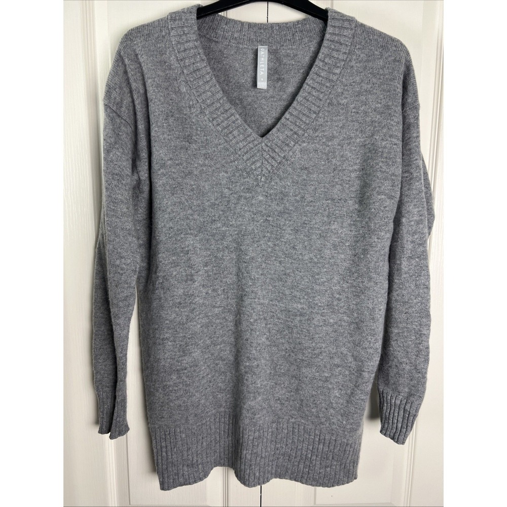 Athleta Tunic Sweater Wool Cashmere V-Neck‎ Size Small Comfy Minimalist Grey A30